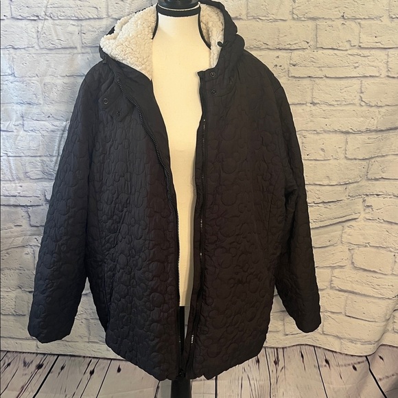 Disney Mickey Mouse Quilted Fleece Jacket Ears Embroidered Puffer Size 3X Black - Picture 5 of 15